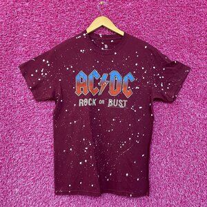AcDc Rock Or Bust Splatter Dye Music Tshirt size Small
